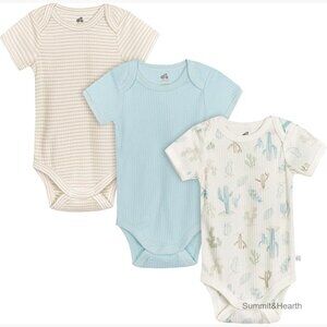 3-Pack Short Sleeve Cotton Bodysuits for Newborns & Infants, Snap Closure